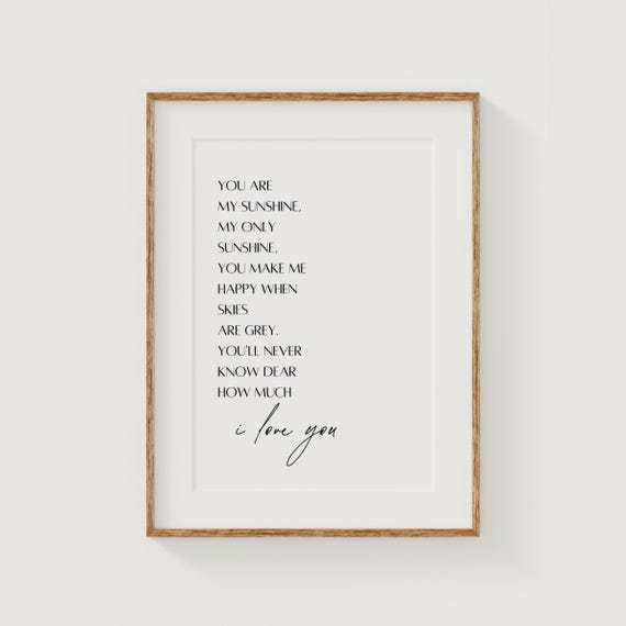You Are My Sunshine Nursery Print, Neutral Decor