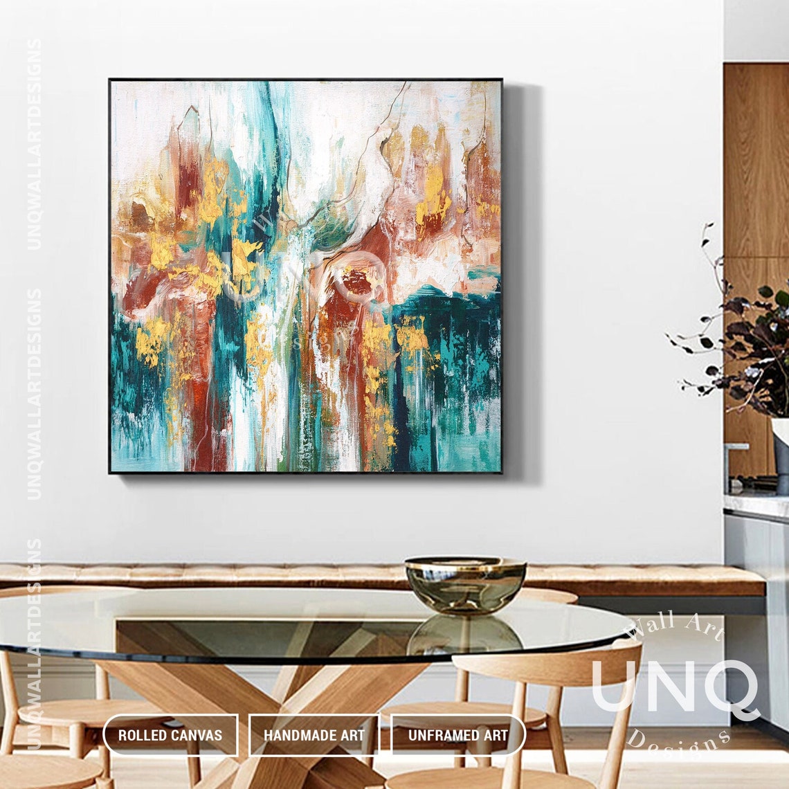 Teal Rust And Gold Marble Abstract Painting Modern Luxury Decor Poster - Image 6