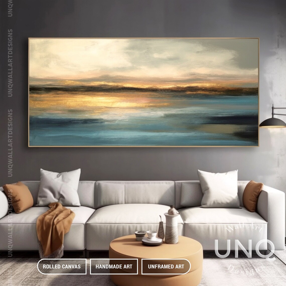 Gold Sunrise Seascape Art Print, Bedroom Decor - Image 2