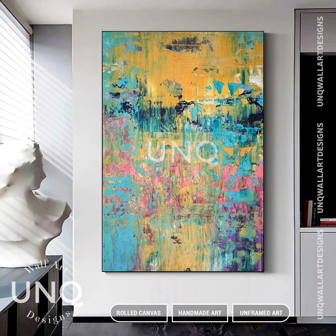 Blue Textured Oil Painting, Modern Boho Art Print - Image 5