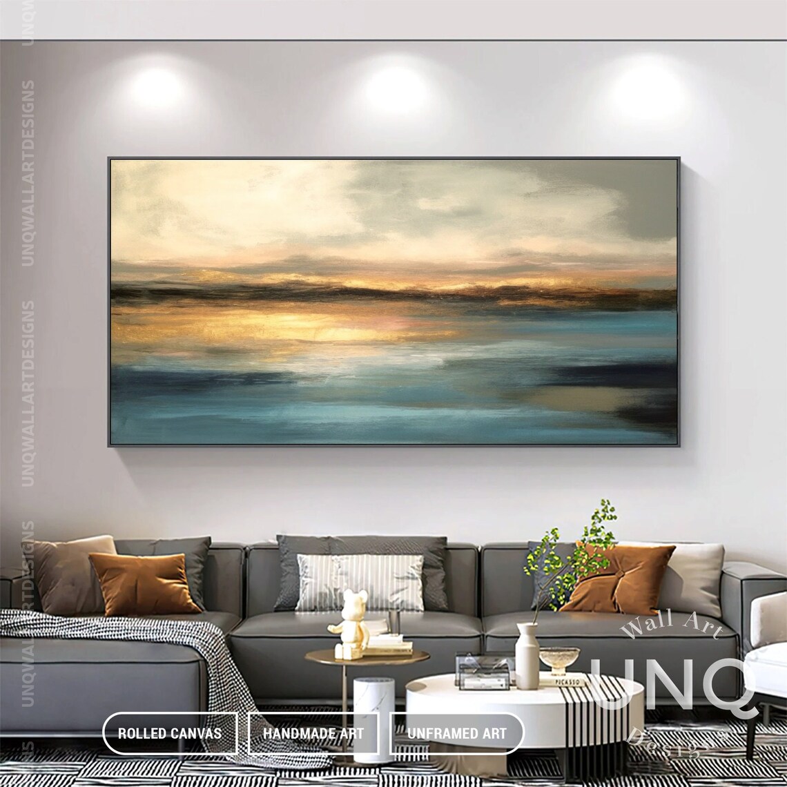 Gold Sunrise Seascape Art Print, Bedroom Decor - Image 6
