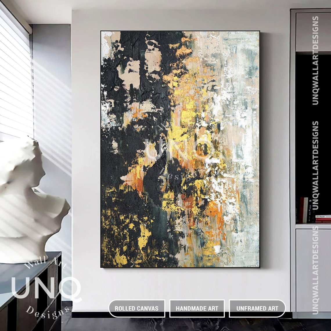 Black Gold And White Abstract Textured Painting Modern Luxury Poster - Image 6