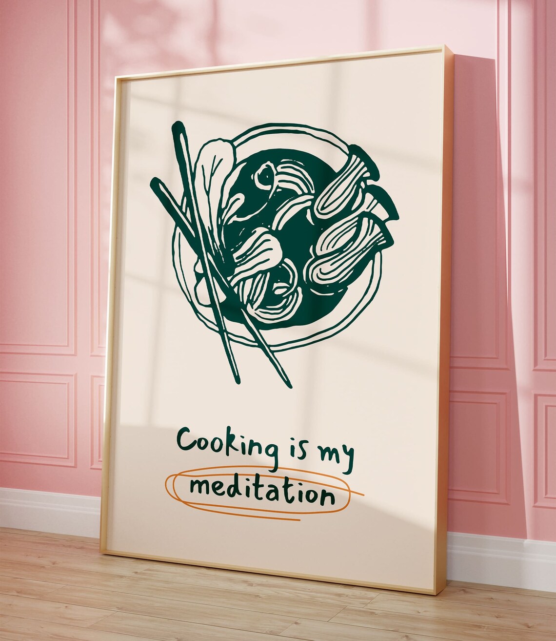 Cooking Is My Meditation Soup Bowl Kitchen Illustration Art Poster - Image 2