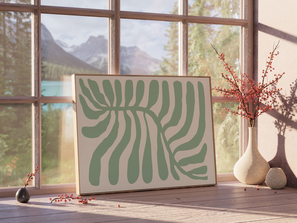 Green Minimalist Abstract Art Print, Boho Botanical - Image 2