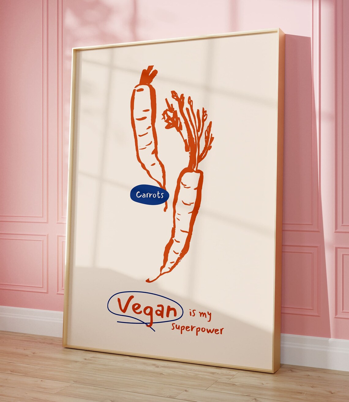 Carrots Vegan Is My Superpower Kitchen Food Illustration Art Poster - Image 2