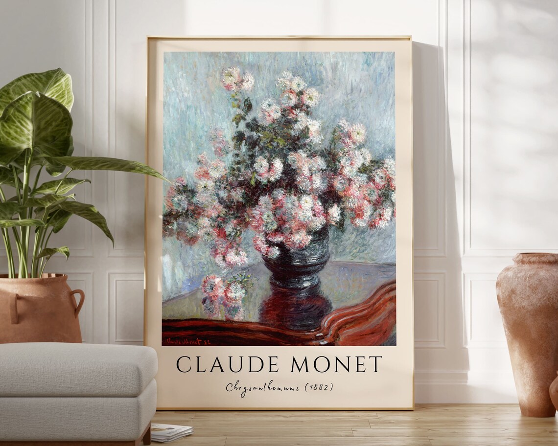 Claude Monet Chrysanthemums 1882 Vintage Poster