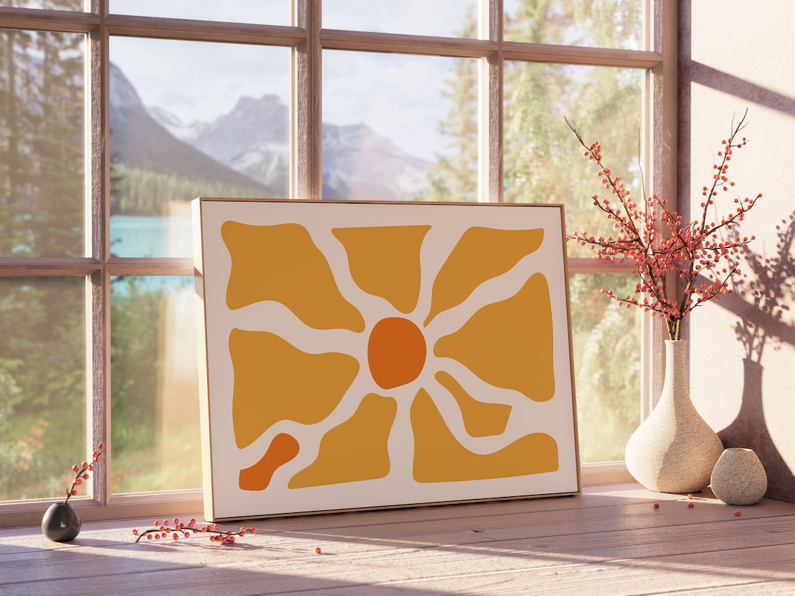 Matisse-Inspired Horizontal Abstract Flower Market Print - Image 2