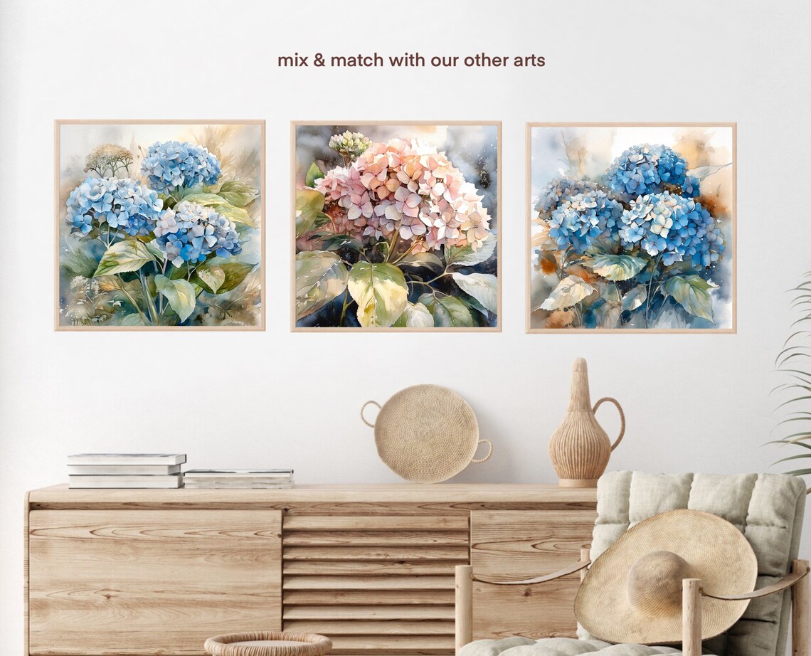 Hydrangea Watercolor Art Print, Botanical Floral Decor - Image 3
