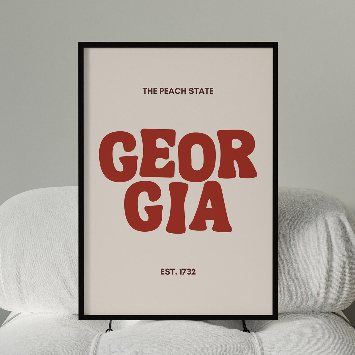 Georgia The Peach State Retro Typography Est 1732 Minimalist Wall Poster