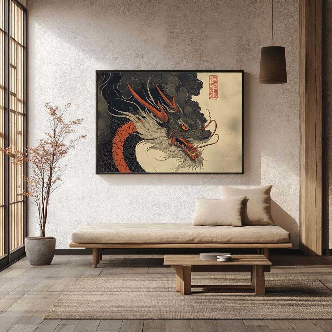 Japanese Dragon Illustration Art Print, Mythic Style - Image 2