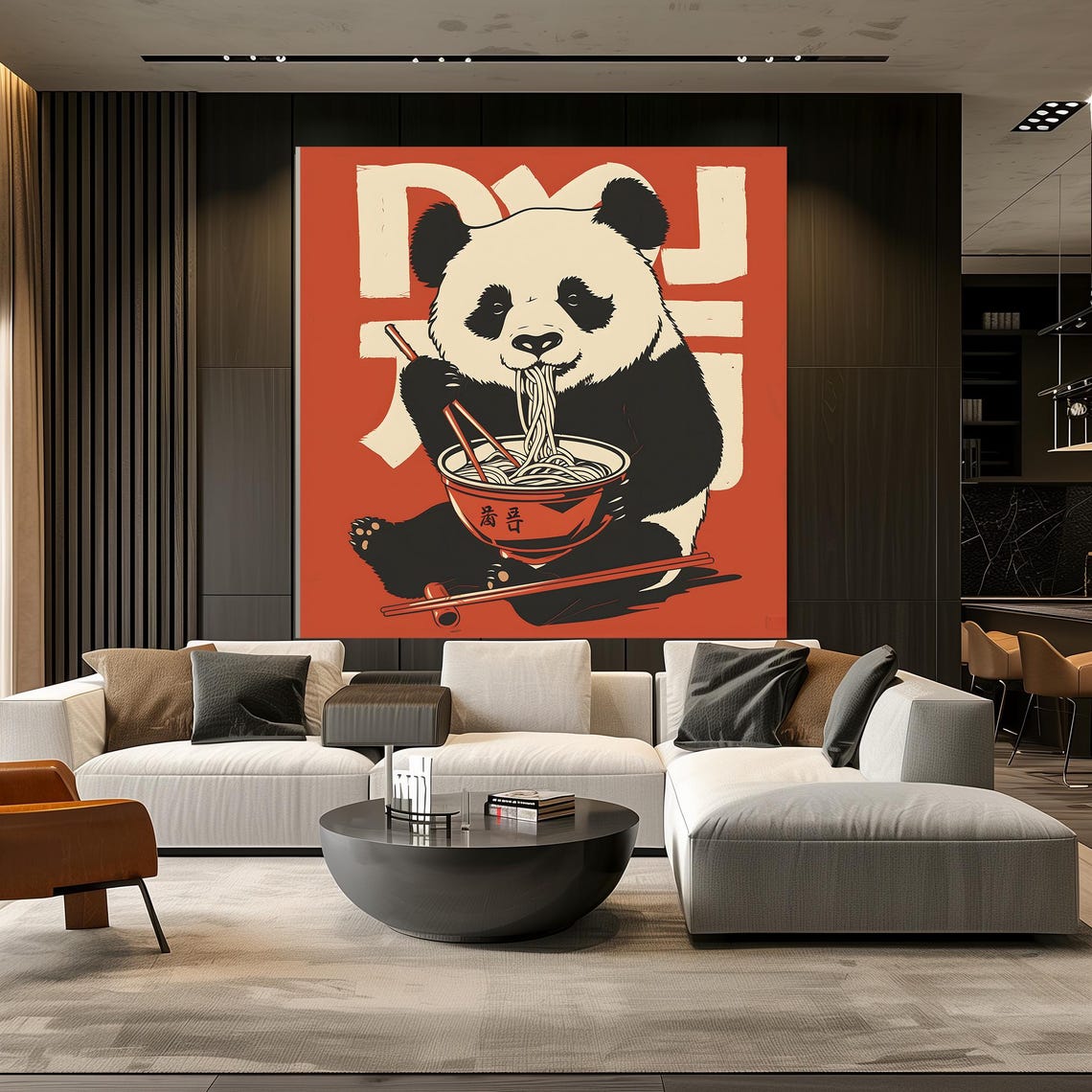 Cute Panda Noodle Art Print Tokyo Style Japanese Poster Edo Period Ramen Bear Illustration - Image 3