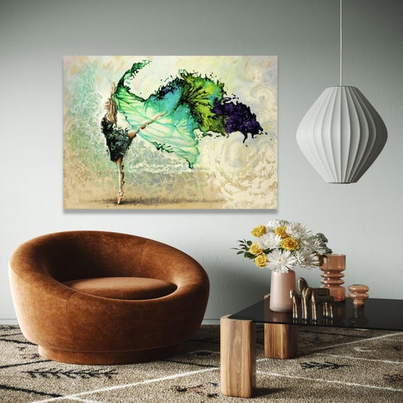 Elegant Ballet Dancer Canvas Abstract Dance Art Fluid Motion Wall Modern Contemporary Graceful Gift Home Decor Print