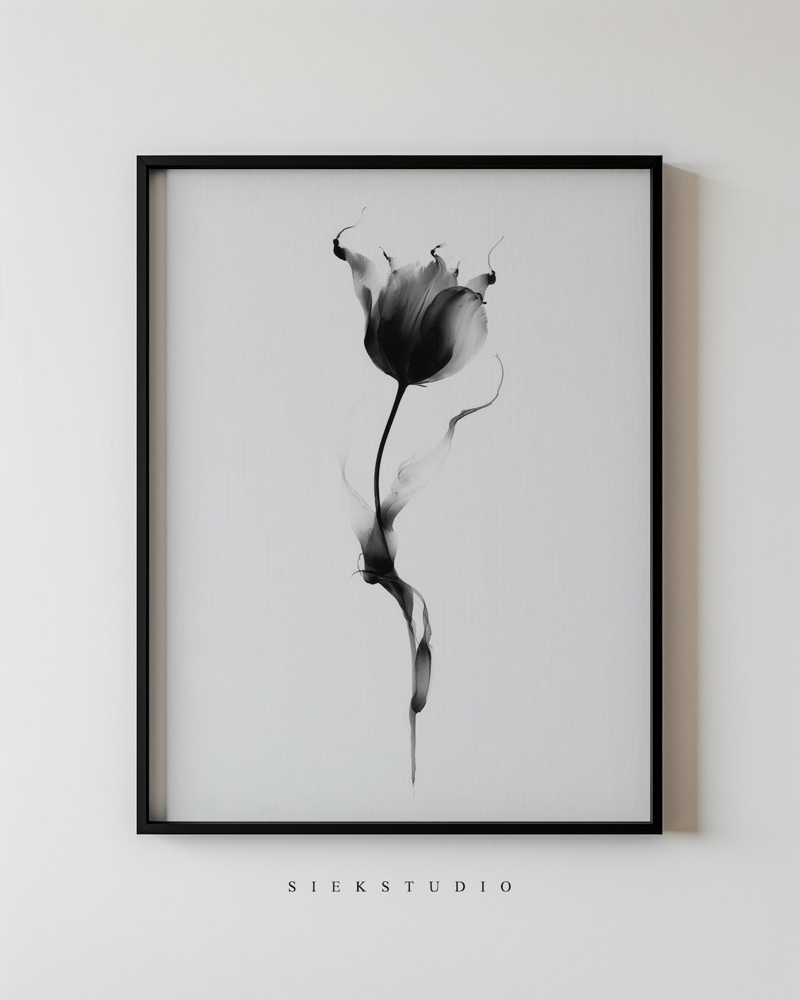Modern Abstract Black And White Flower Drawing Art Print