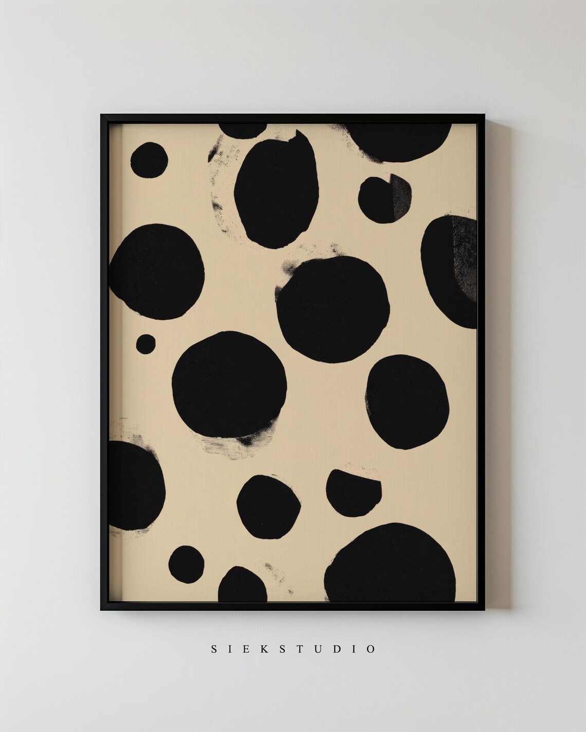 Black Ink Dot Abstract Shapes Minimalist Art Print