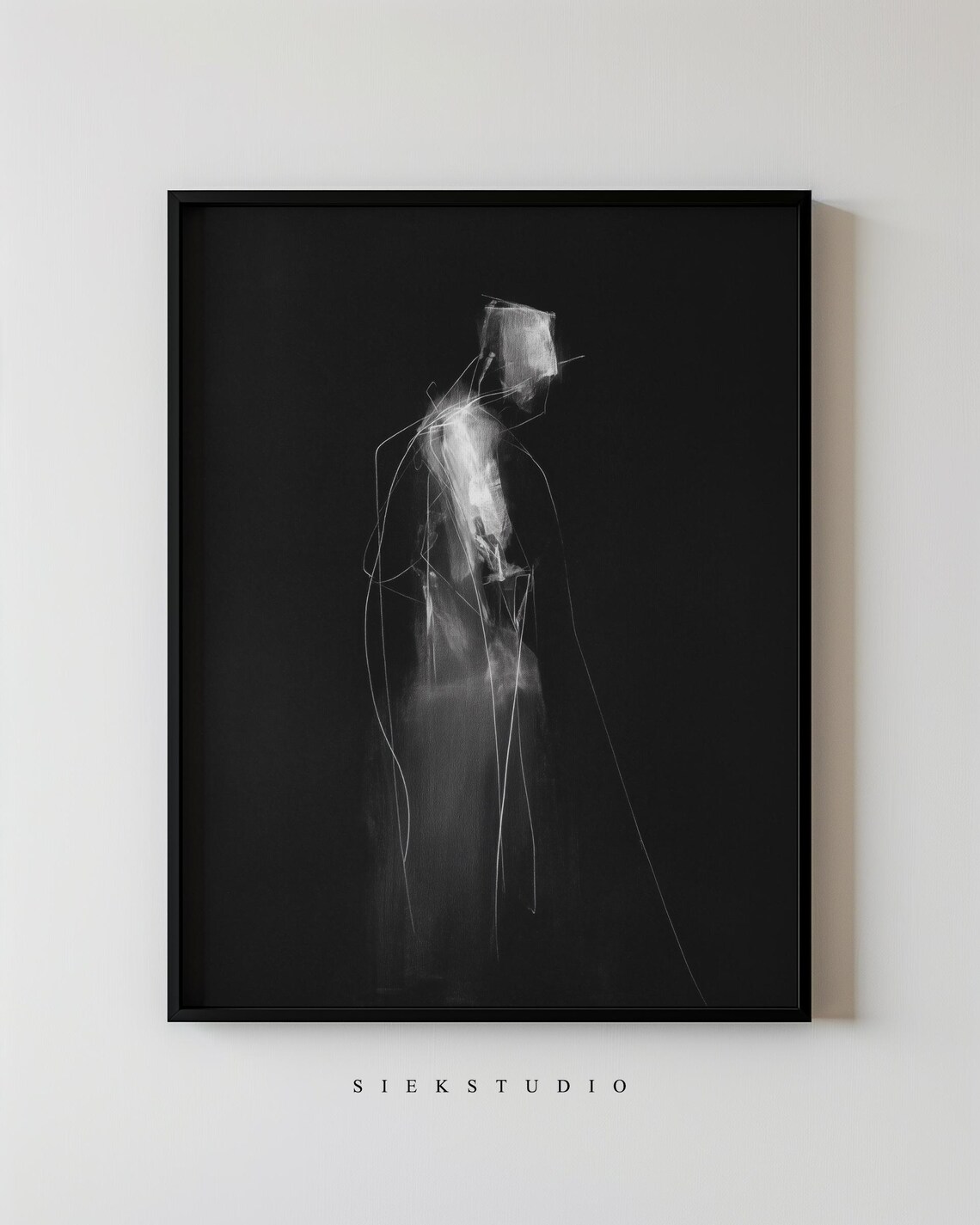 Minimalist Male Silhouette Abstract Figure Wall Art Black And White Modern Body Contemporary Decor Neutral Expression Artwork
