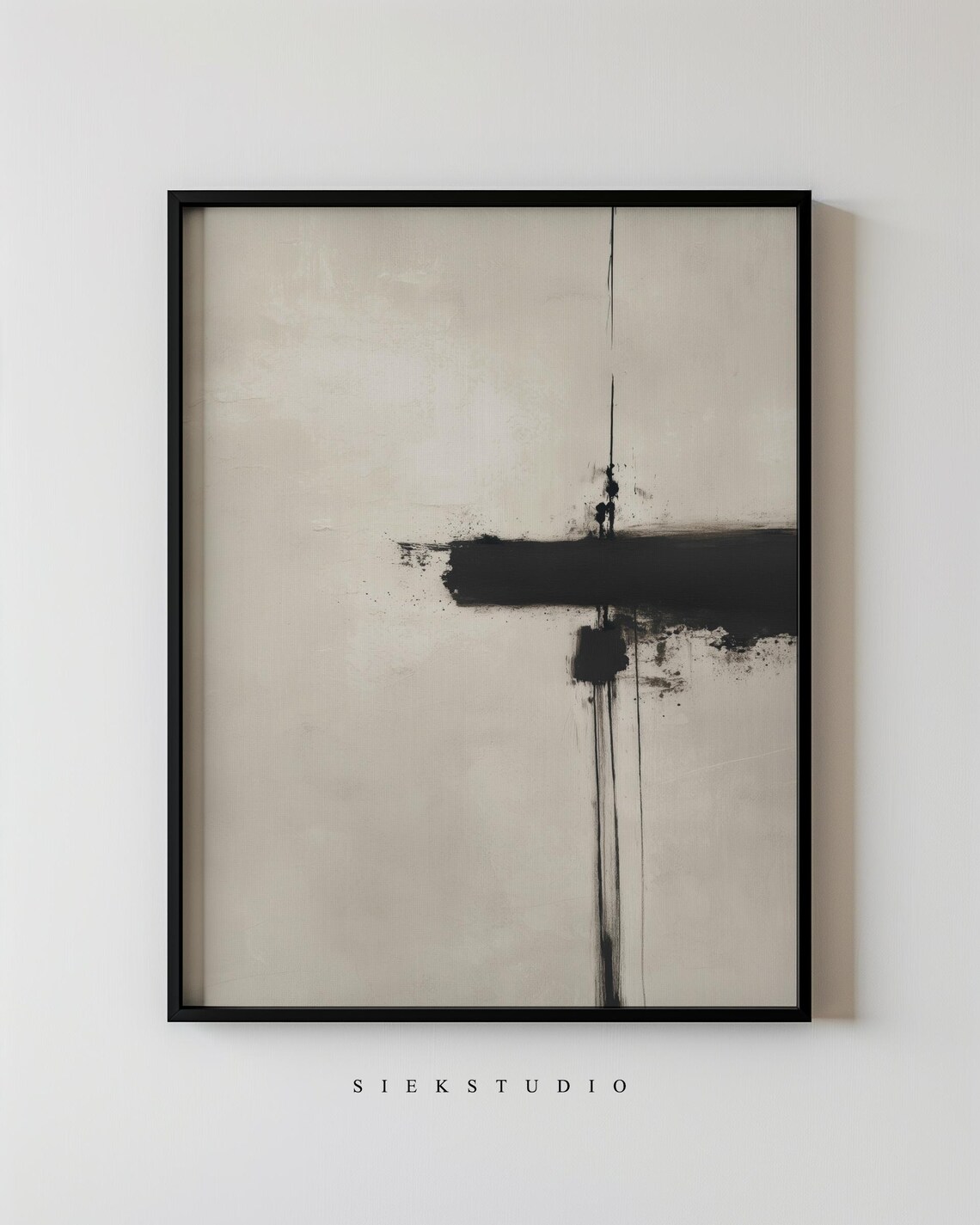 Wabi Sabi Black Ink Bar Beige Minimalist Abstract Art Poster