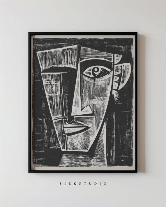 Abstract Minimalist Figurative Face Portrait, Art Print