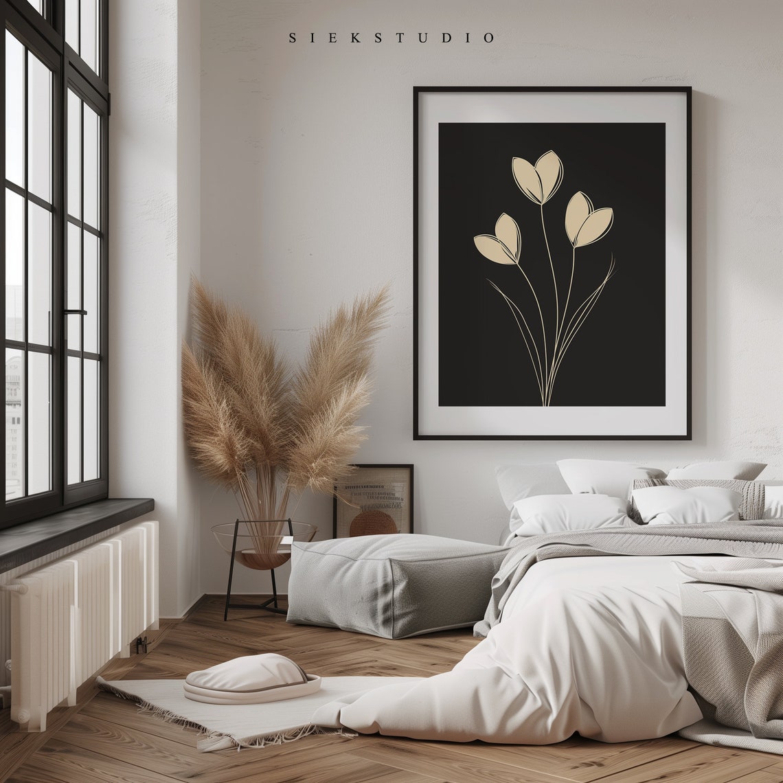 Minimalist Beige Floral Line Art Modern Botanical Wall Poster - Image 3