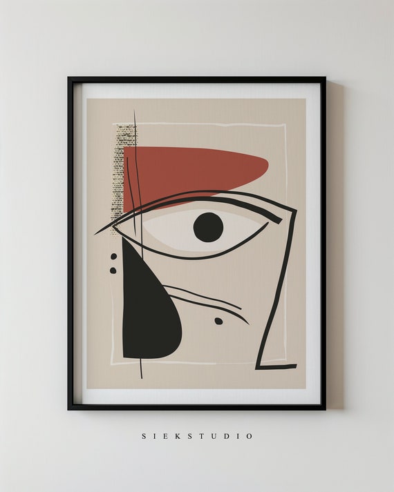 Abstract Face Line Art Trendy Minimalist Wall Modern Print Neutral Home Decor Contemporary Poster Drawing