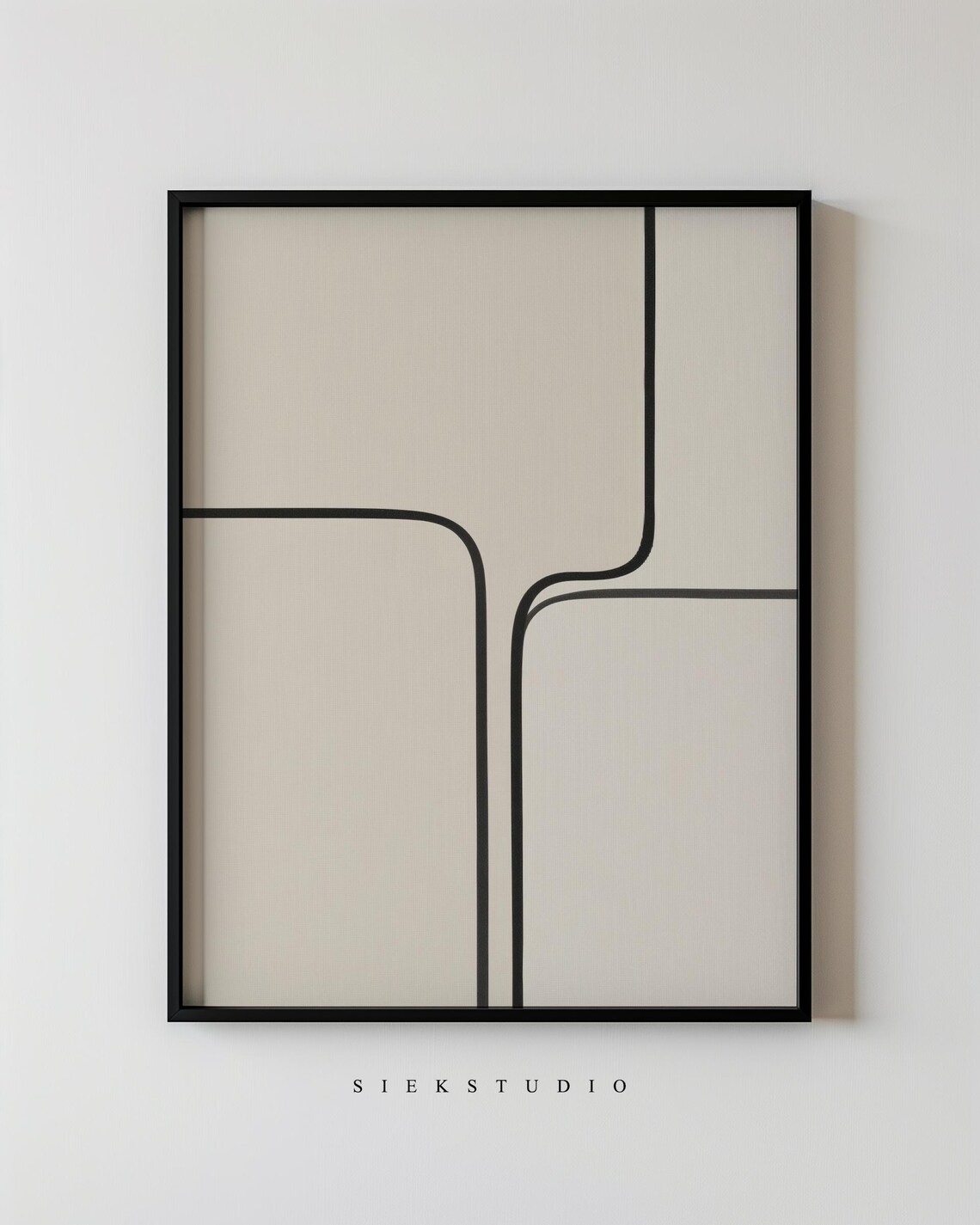 Minimalist Line Art Drawing Abstract Modern Wall Simple Black On Beige Geometric Neutral Home Contemporary Decor 43