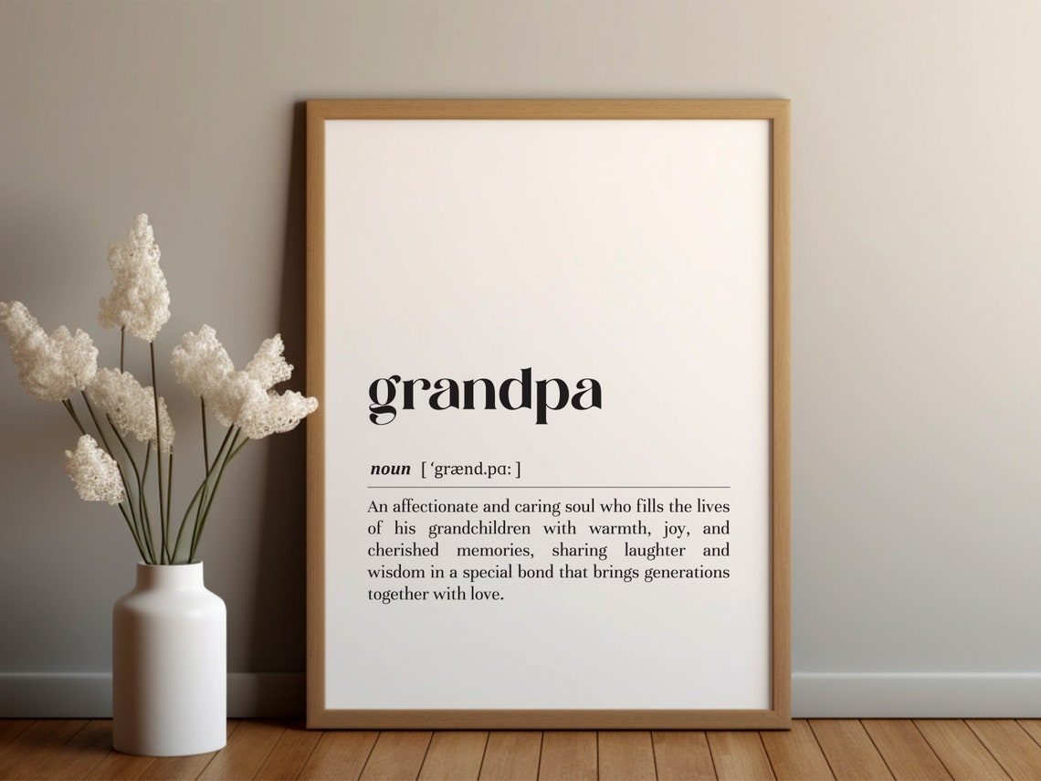 Grandpa Dictionary Definition Minimalist Grandfather Gift Poster