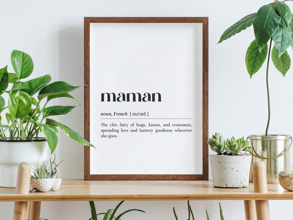 Maman French Dictionary Definition Chic Typography Home Decor Poster