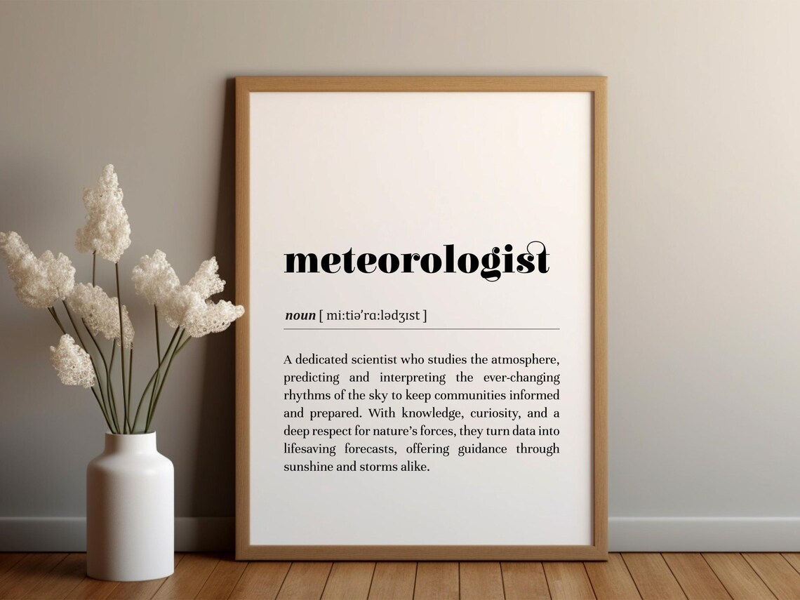 Meteorologist Definition Printinstant Downloadgift For Meteorologistweather Professional Appreciationtext Posterweather Office Decor