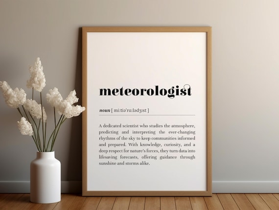 Meteorologist Definition Printinstant Downloadgift For Meteorologistweather Professional Appreciationtext Posterweather Office Decor