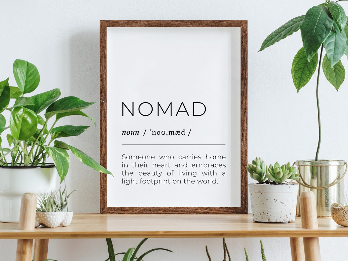 Nomad Definition Minimalist Travel Wanderlust Home Heart Poster