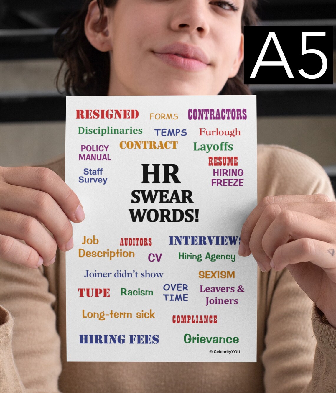 HR Swear Words Humor Office Sign Art Print - Image 2
