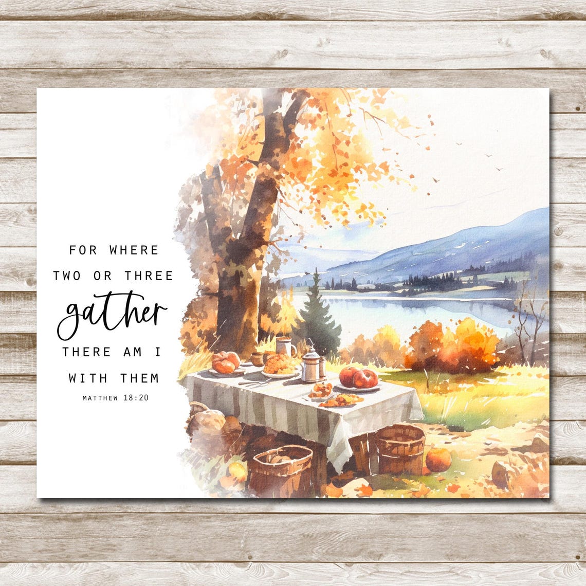 For Where Two or Three Gather Matthew 1820 Fall Lake Scene Wall Art - Image 4