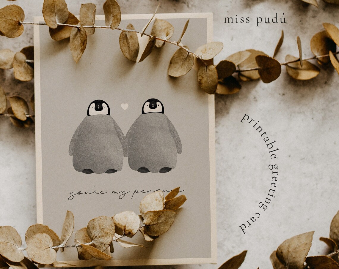 You're My Penguin Penguin Pair Love Card Anniversary Gift Print - Image 4