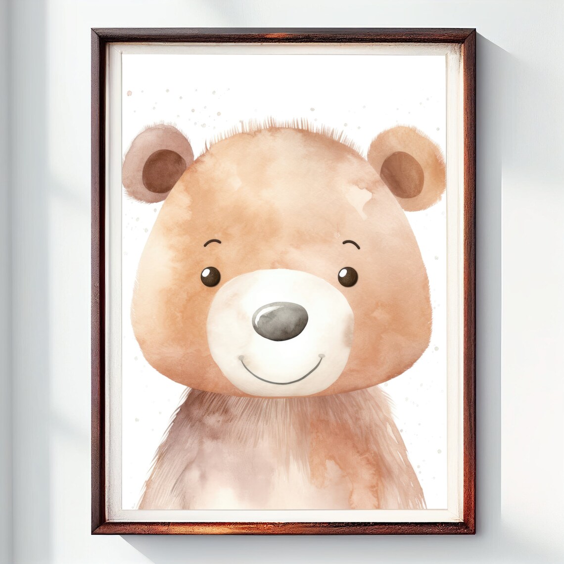 Cute Smiling Teddy Bear Watercolor Baby Nursery Animal Art Print - Image 2