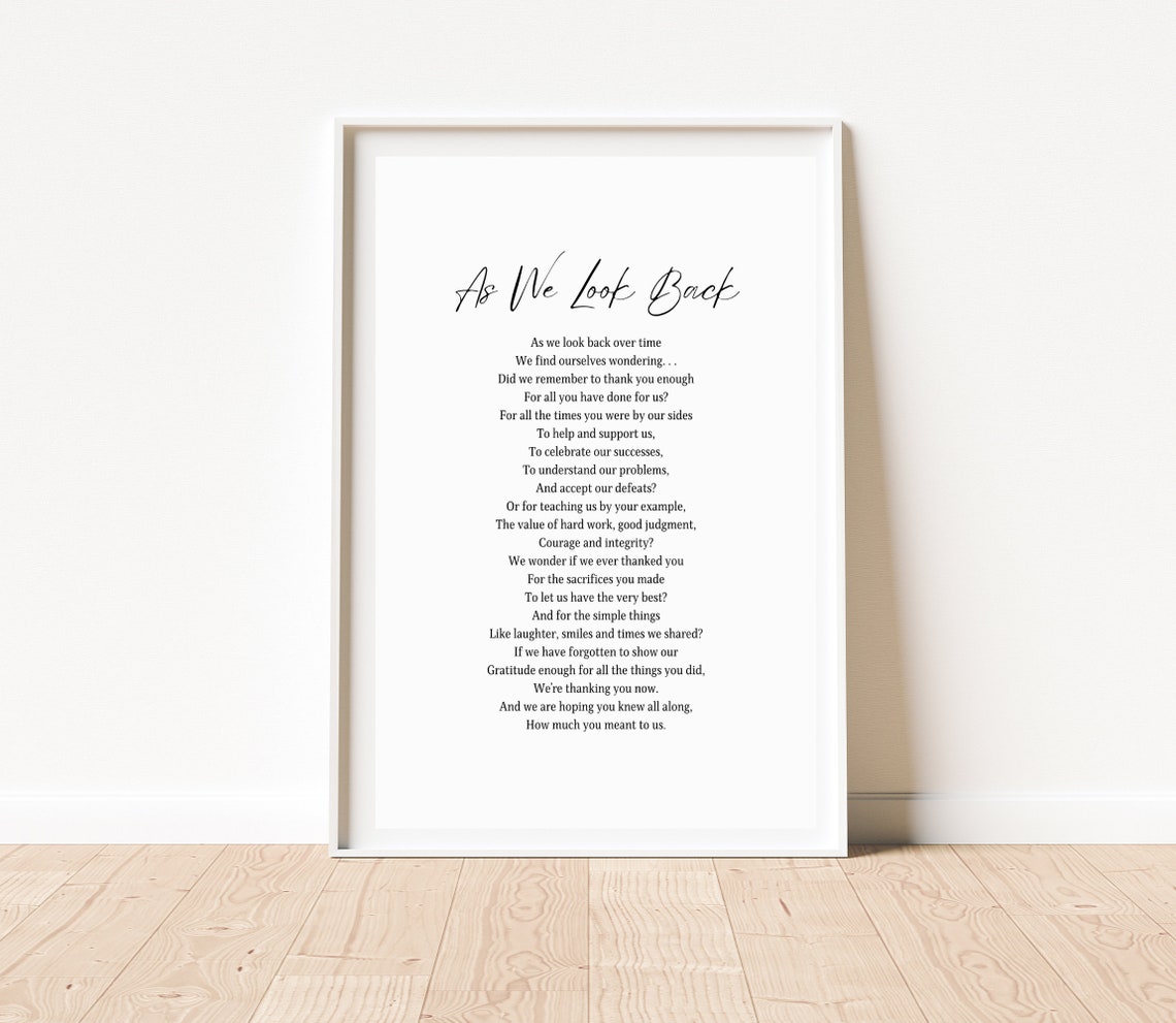 As We Look Back Funeral Gratitude Elegant Script Poem Poster - Image 2