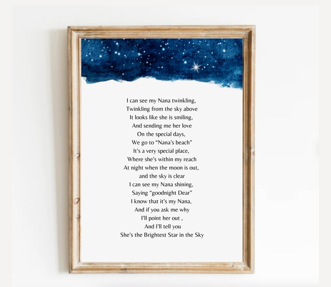 Brightest Star In The Sky Memorial Poem Celebration Of Life Funeral Remembrance Poem Grief Quote Bereavement Messages