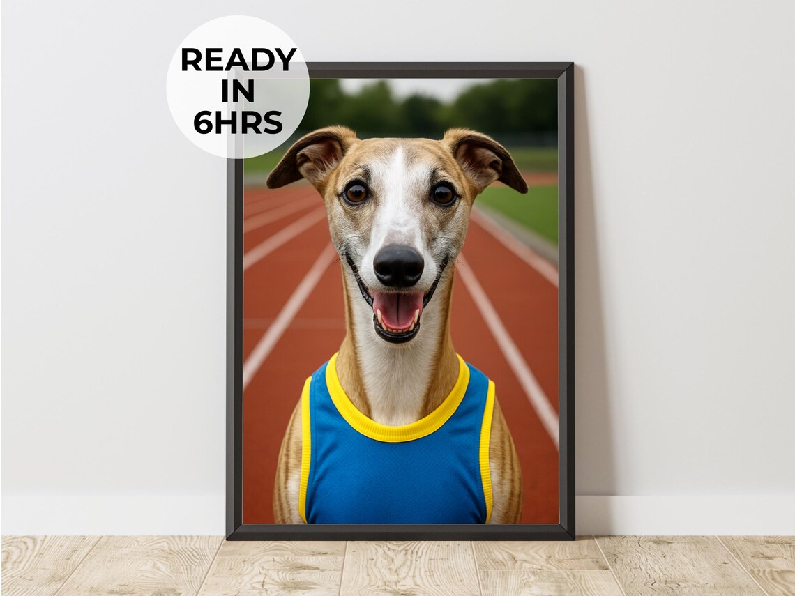Runner Pet Portrait, Funny Athlete Art Print