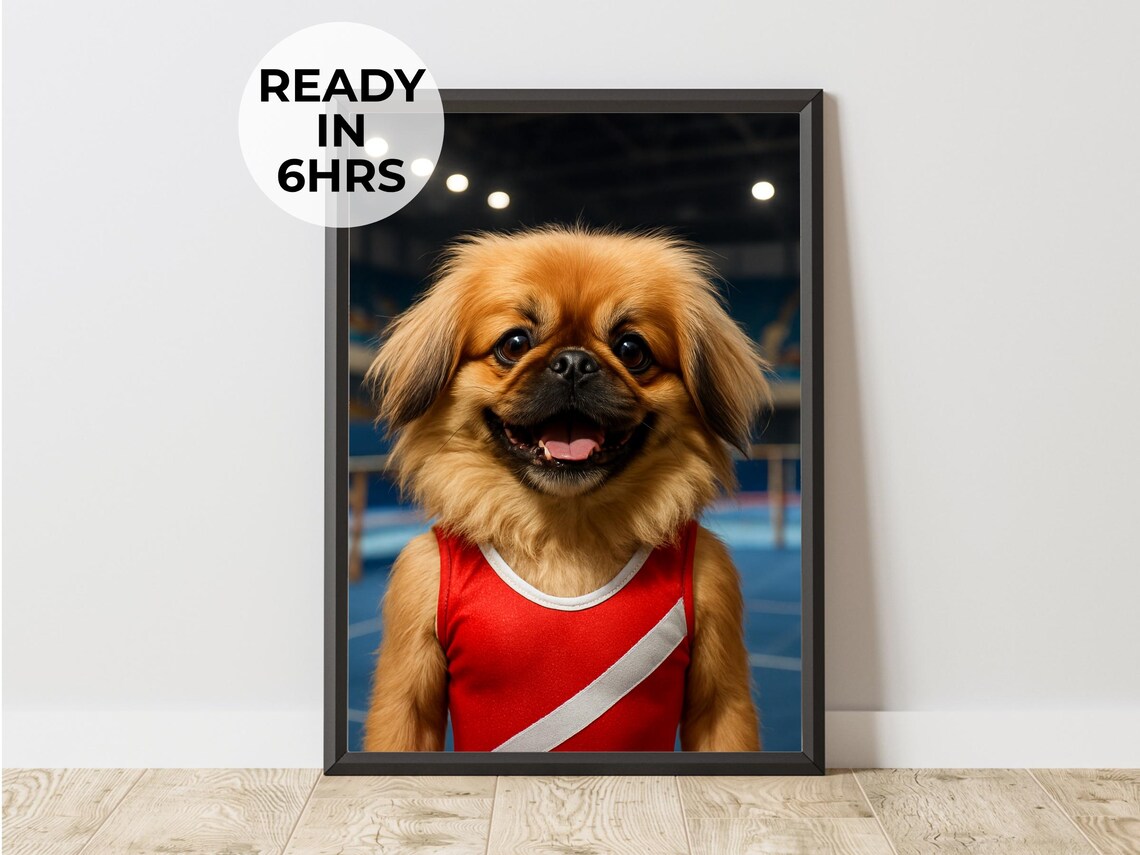 Gymnast Pet Portrait, Funny Sports Art Print