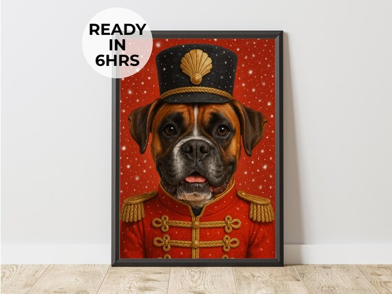 Christmas Pet Portrait Nutcracker Dog Art Print