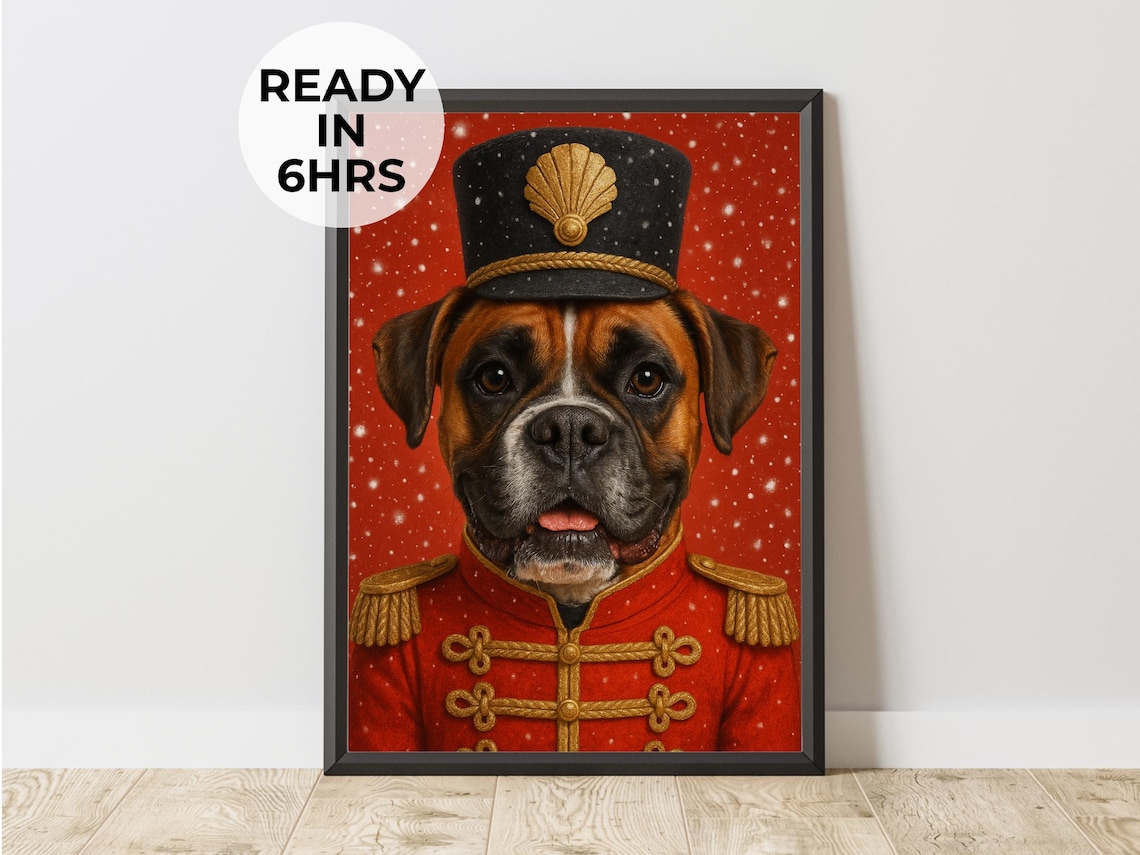 Christmas Pet Portrait Nutcracker Dog Art Print