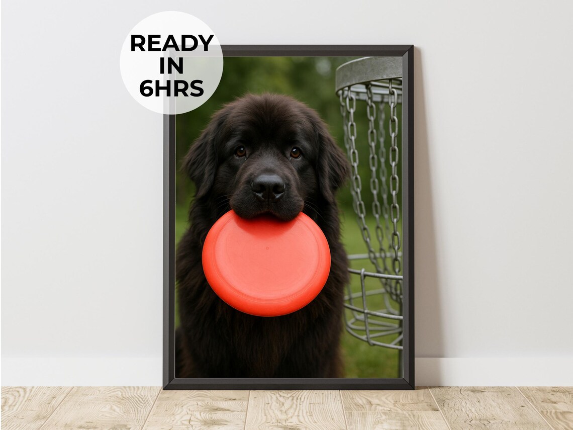 Custom Disc Golf Pet Portrait, Funny Gift Art Print