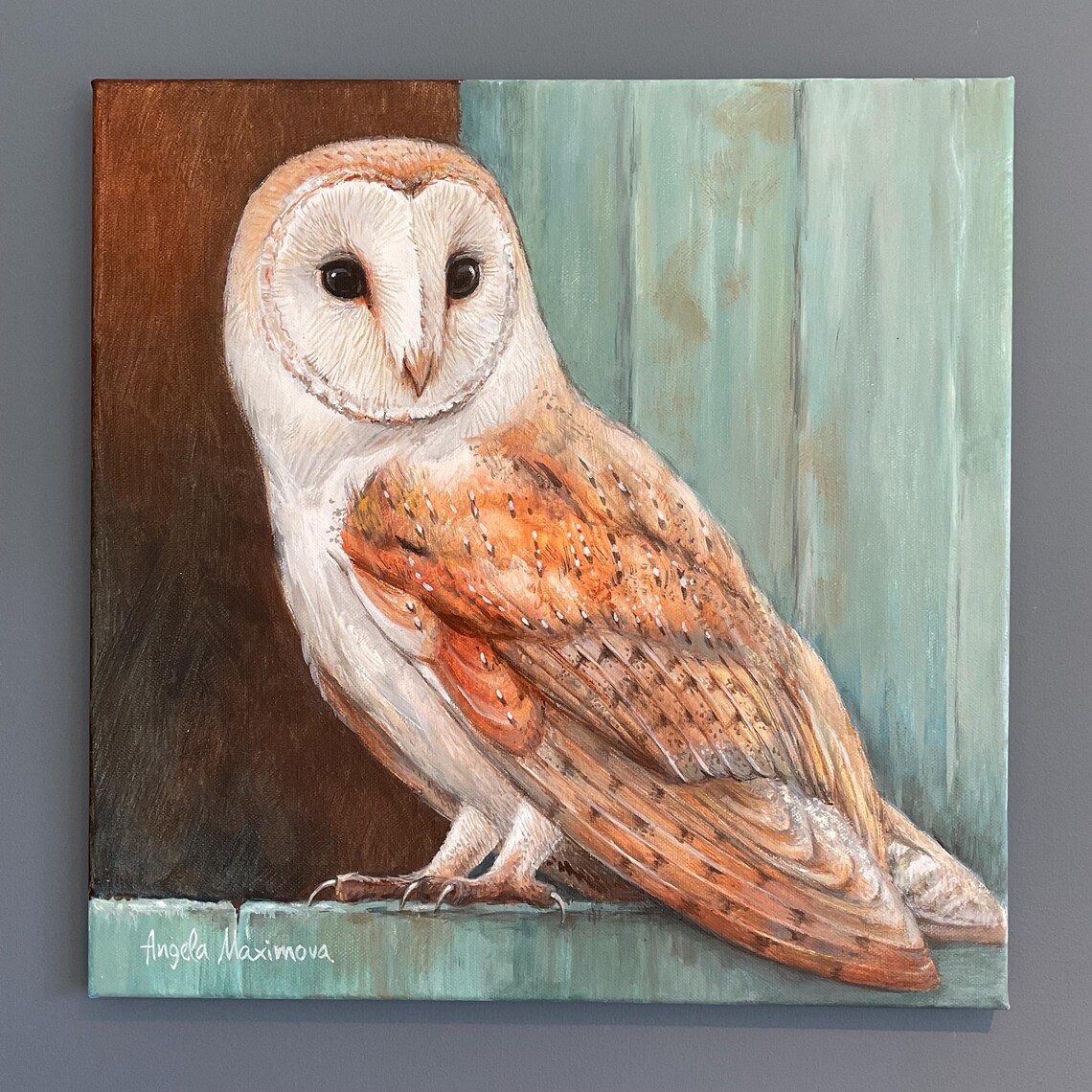 Barn Owl Portrait, Acrylic Painting Art Print