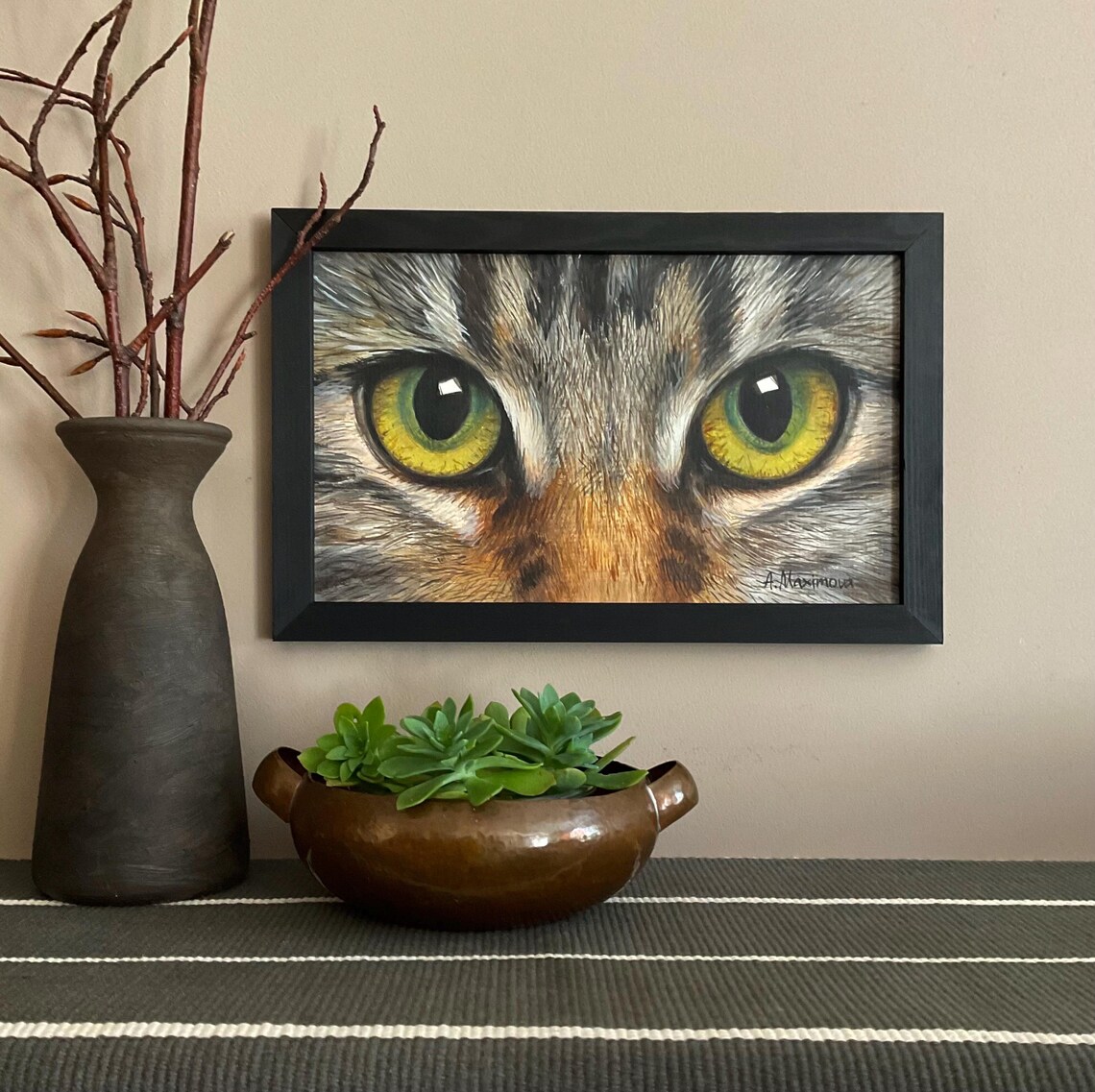 Cat Portrait, Acrylic Painting Animal Art Print