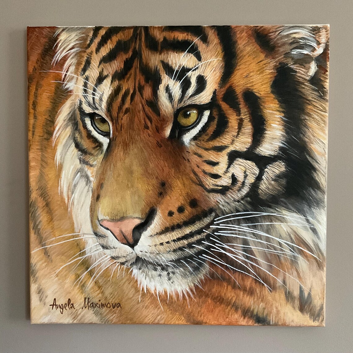 Tiger Portrait Acrylic Painting, Wildlife Art Print