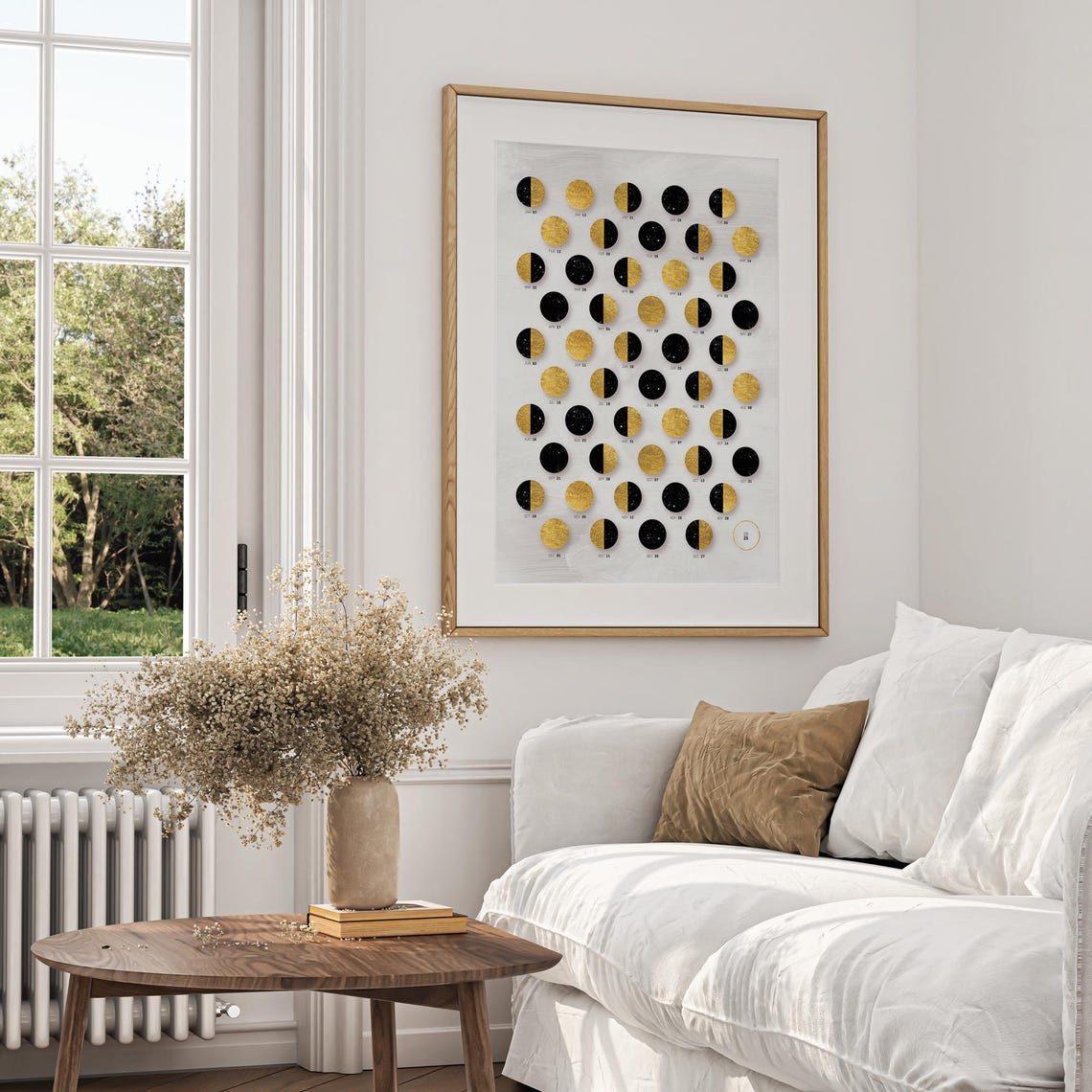 2025 Moon Phases Chart Gold and Black Celestial Lunar Cycle Poster - Image 2