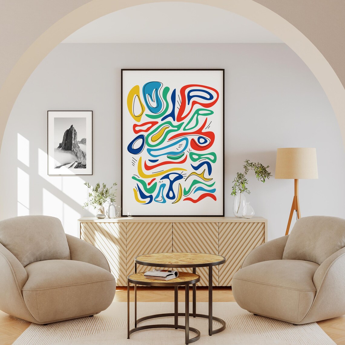 Abstract Mid-Century Modern Boho Wall Art Print - Image 3