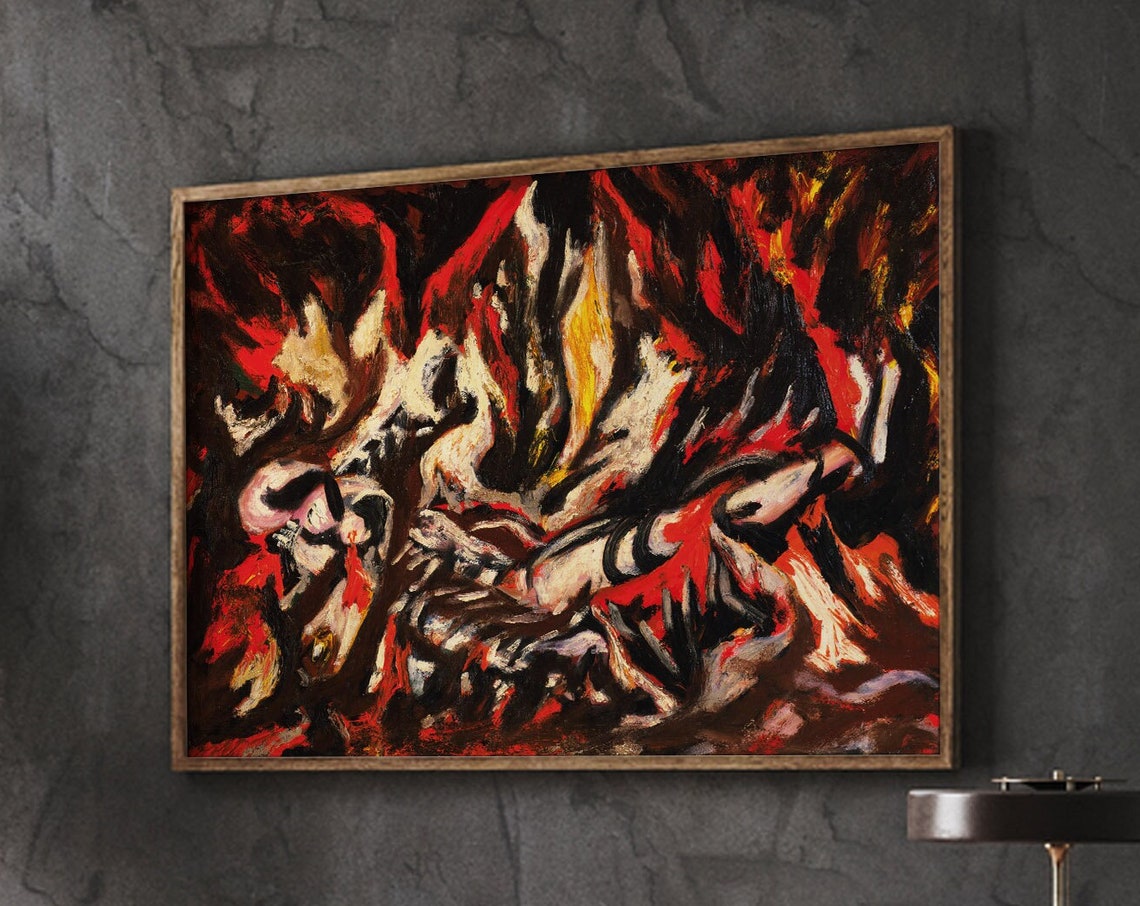 Jackson Pollock Poster Abstract Wall Art Decor Flame Exhibition Print Modern Home Instant