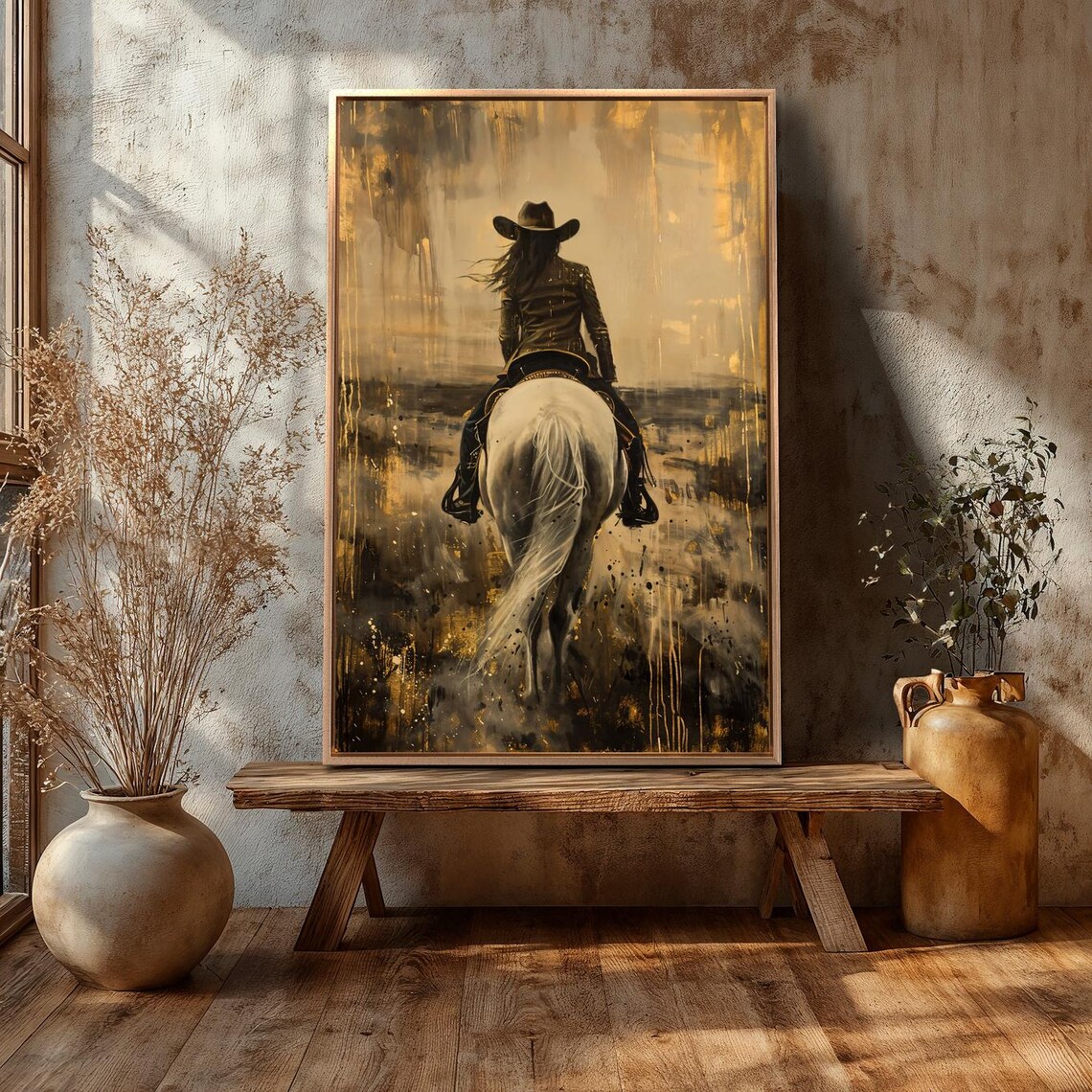Western Cowgirl Rider, Rustic Sepia Horse Art Print - Image 5