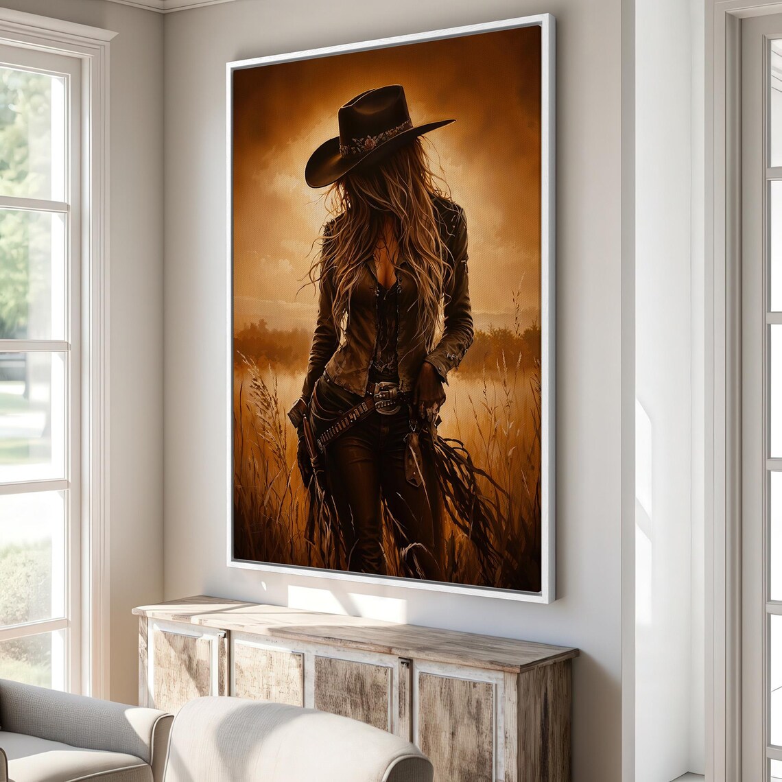 Cowgirl Western Style Art Print, Rustic Decor - Image 3