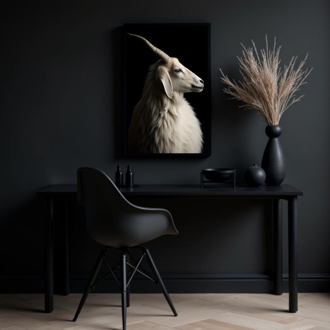 Minimalist Goat Portrait, Modern Farmhouse Decor