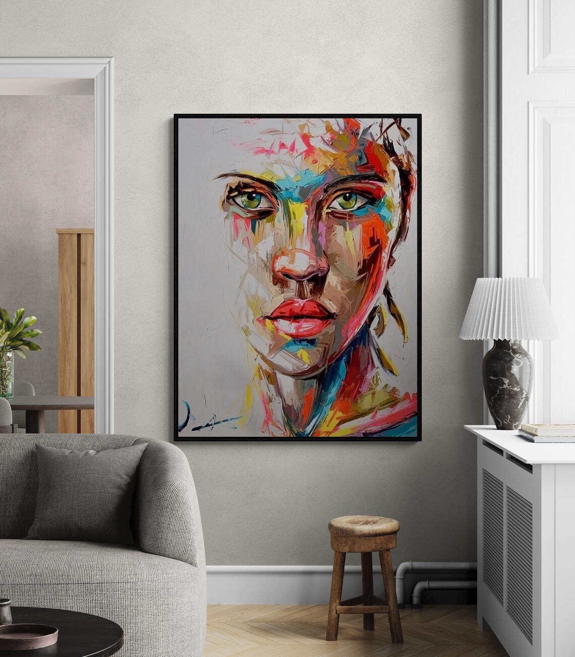 Modern Abstract Woman Portrait, Home Office Decor